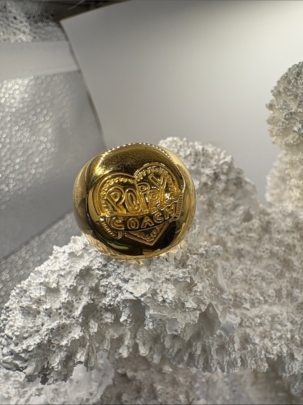 Coach Gold POPPY Heart Logo Ring